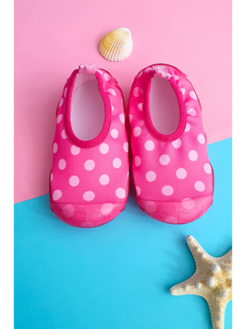 First Step Fuşya Puantiyeli Kız Çocuk Kaydırmaz Tabanlı Deniz Ayakkabısı-F-7000 - S000174546-18686