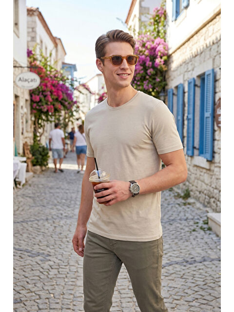 Buratti Bisiklet Yaka % 100 Pamuk Slim Fit Basic Erkek T Shirt 59020001