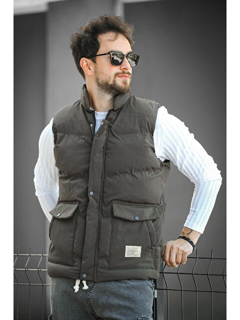 Oksit Octave Suya Dayanıklı Kapaklı Cepli Etiket Detaylı Dik Yaka Erkek Şişme Yelek