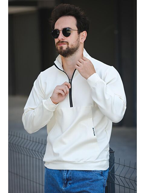 Oksit Barrac İki İplik Fermuarlı Yarım Balıkçı Yaka Slim Fit Erkek Sweatshirt - S000436743-19965