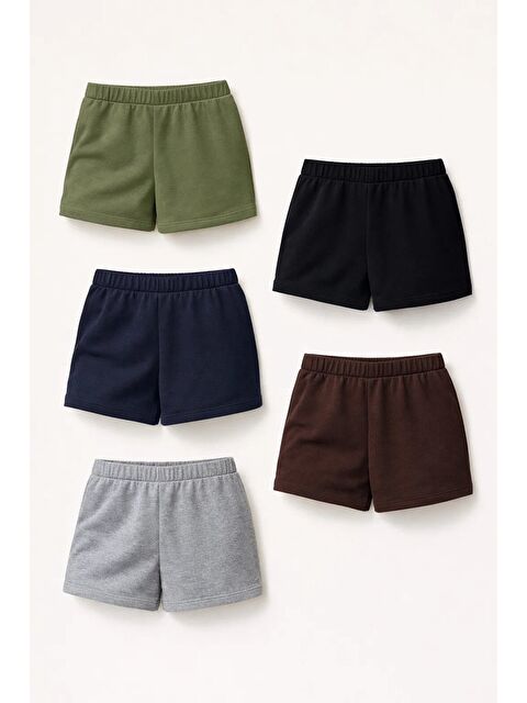 JackandRoy 5'lİ Paket Set Genç Kız Beli Lastikli Basic Pamuklu Şort - S000527786-23173