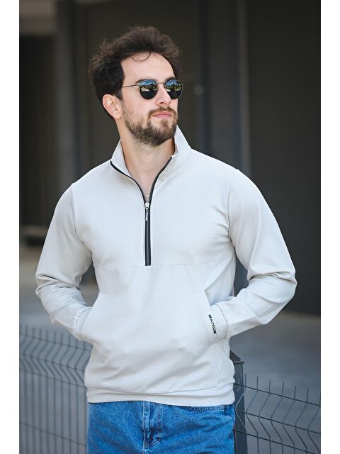Oksit Barrac İki İplik Fermuarlı Yarım Balıkçı Yaka Slim Fit Erkek Sweatshirt - S000436743-20600