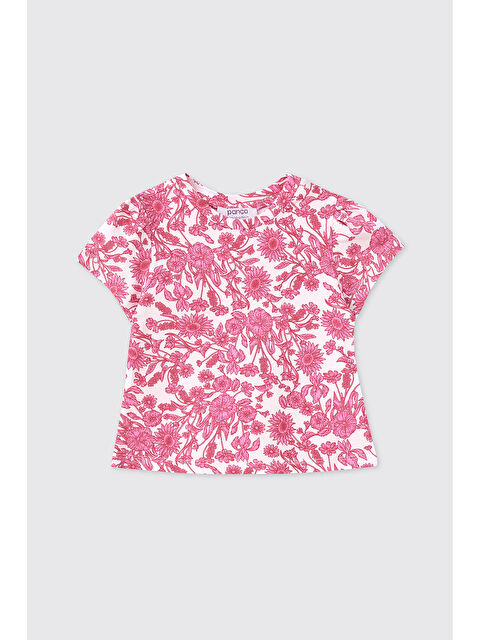 Panço Kız Bebek Desenli Pembe Tişört