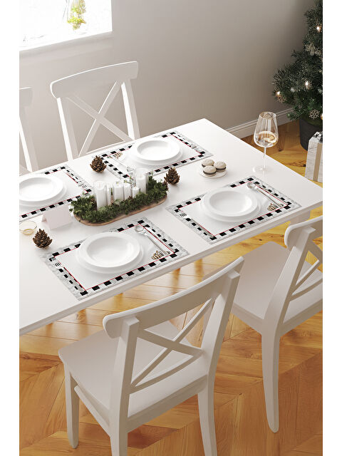 Asdiva Marquina Dama Desenli Balkabak Temalı 2'li Amerikan Servis Seti Siyah-Beyaz - S000502881-37246