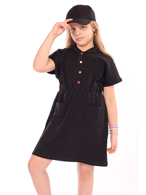 Toontoykids Kız Çocuk Beli Lastikli Önü Çıtçıtlı Kapüşonlu Elbise - S000419530-19351