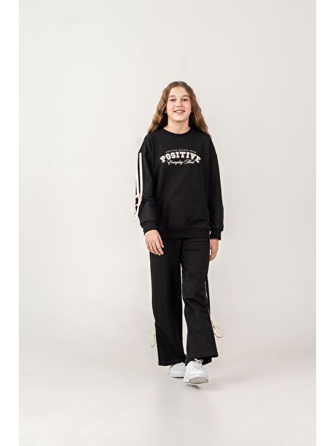 Mışıl Kids Positive Baskılı Üst Kollar Biyeli Alt Biyeli Kız Çocuk Şort - Tişört Takımı - S000527787-19351