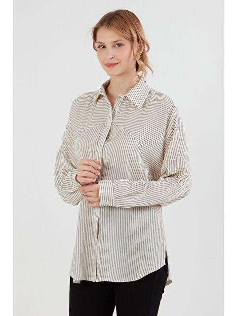 Fullamoda Çizgili Salaş Gömlek - S000397382-19928
