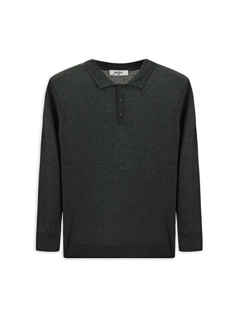 Kiğılı Polo Yaka Regular Fit Yünlü Triko Kazak - S000443192-29666