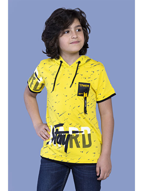 Toontoykids Erkek Çocuk Kapüşonu File Detaylı Armalı Tişört - S000359717-20072