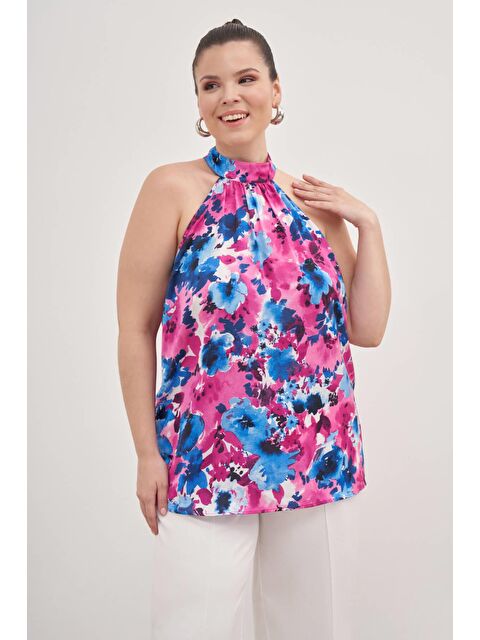 Mylinemoda Halter Yakalı Desenli Bluz - S000237487-20024
