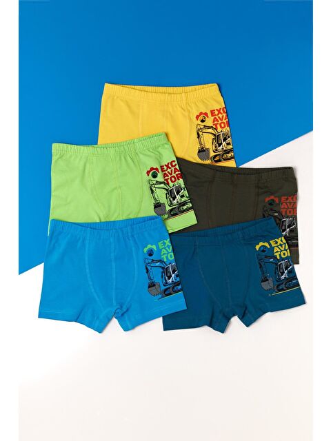 Katia And Bony Erkek Çocuk 5'Li Paket Traktör Baskılı Boxer - S000375085-23173