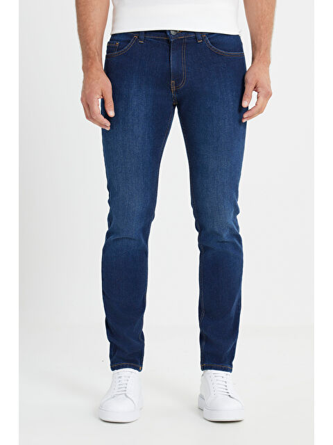 Altınyıldız Classics Erkek Koyu Lacivert Slim Fit Dar Kesim 5 Cep Esnek Denim Jean Pantolon - S000419677-29672