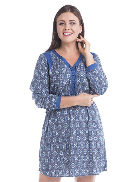 Mylinemoda Önü Kuşgözlü Uzun Kollu Elbise - S000239424-17437