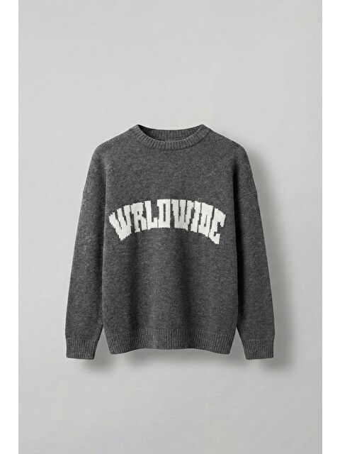 Abluka Online Erkek Relaxed Fit Premium Triko Kazak Füme - S000491145-33408