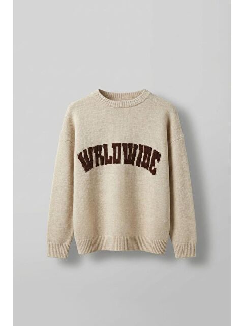 Abluka Online Erkek Relaxed Fit Premium Triko Kazak Bej - S000491145-19928