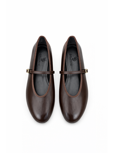 Straswans Ava Kadın Kırışık Deri Babet Kahve