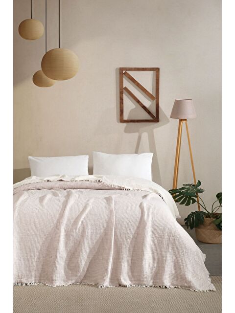 Varol Tek Kişilik 5 Katlı %100 Pamuk Müslin Yatak Örtüsü - BEJ BEJ/160X230CM - S000417240-19928