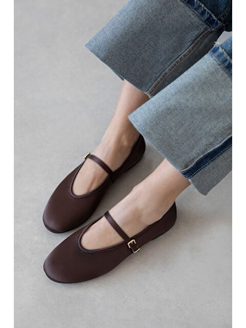 Straswans Ava Kadın Saten Babet Kahve