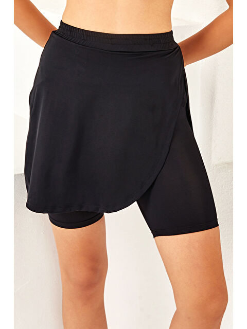 LAPİENO Kadın Havuz Deniz Şort Etek Mayo 4414 Siyah - S000397392-19351