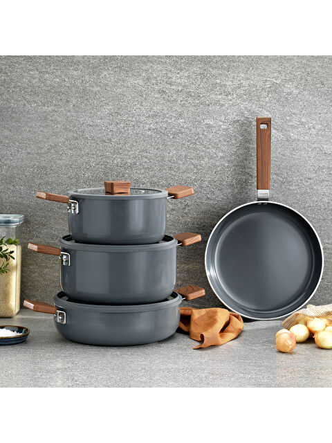 SCHAFER Ceramoni Seramik Tencere Seti 7 Parça-Gri - S000486908-20600