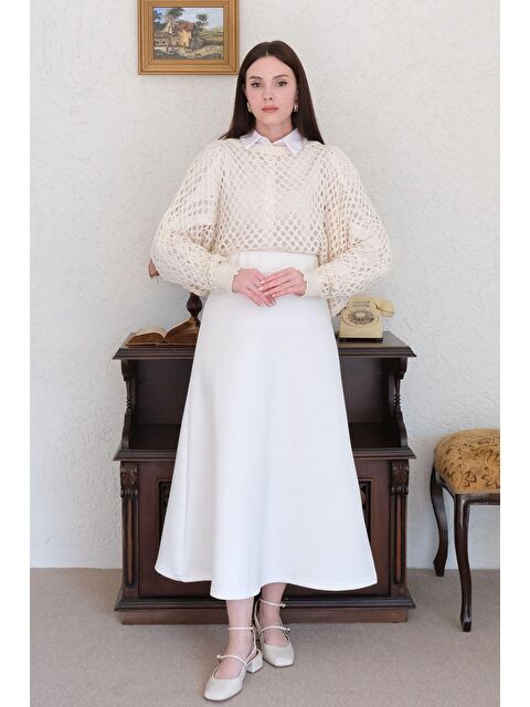 Ceylan Otantik Beyaz Scuba Etek - S000202636-20063