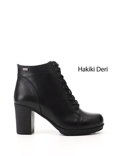 GÖNDERİ(R) Kadın SİYAH Fermuarlı Kalın Topuklu Hakiki Deri Postal Bot - S000493505-19351