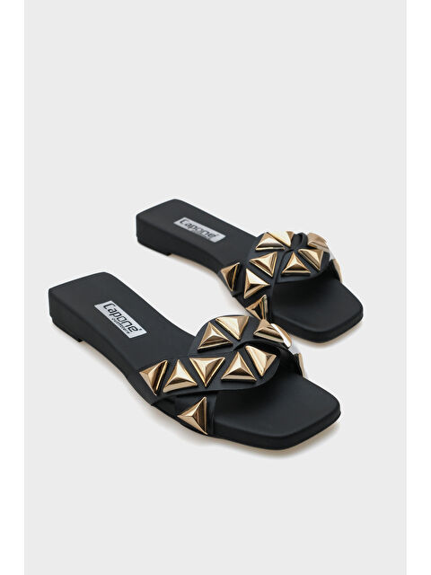 Capone Outfitters Manon Küt Burunlu Metal Aksesuarlı Kısa Topuklu Konfor Kadın Terlik - S000514250-19351