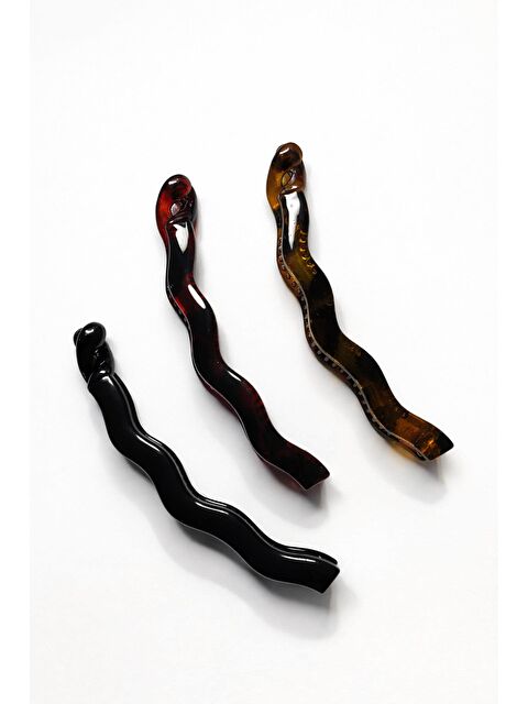 New Obsessions Kaplumbağa Sırtı Desenli Plastik Muz Toka 3 Adet