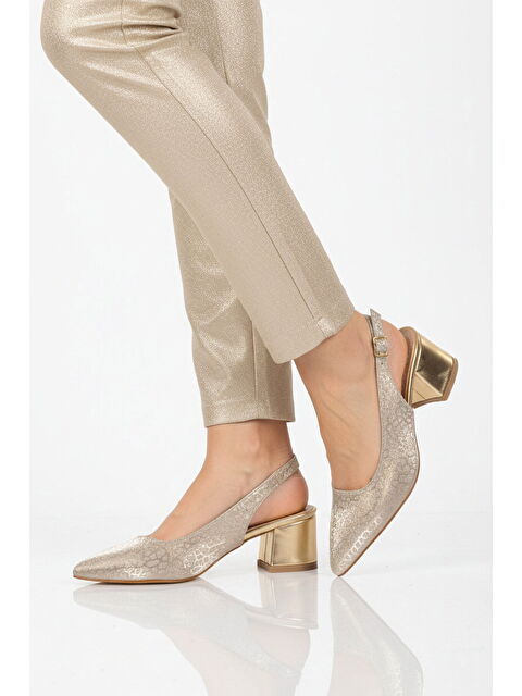 Ayakmod Altın Topuklu Kadın Abiye Ayakkabı 417688 Z - S000515884-20076
