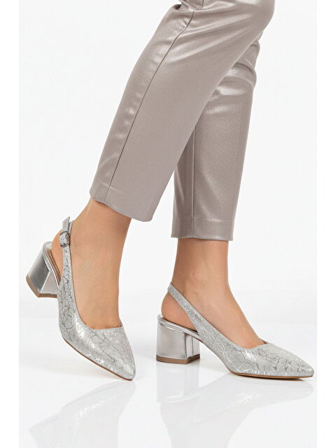 Ayakmod Gümüş Simli Topuklu Kadın Abiye Ayakkabı 417688 Z - S000515884-18105
