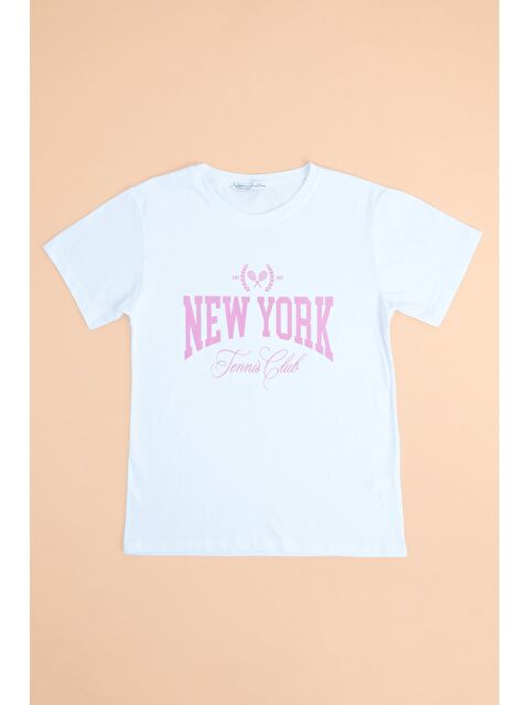 Fullamoda New York Yazı Baskılı Kız Çocuk Tişört