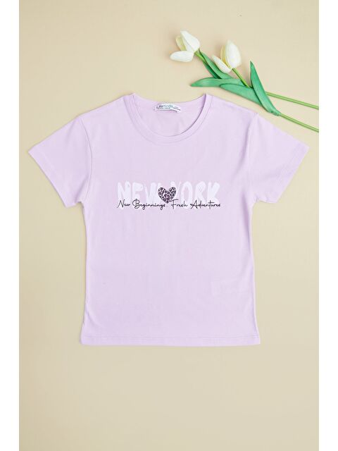 Fullamoda New York Baskılı Kız Çocuk Tişört