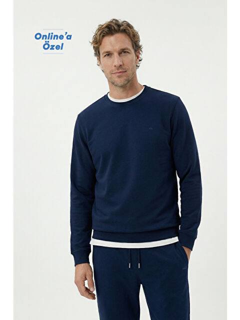 Kiğılı Bisiklet Yaka Regular Fit Pamuklu Basic Sweatshirt