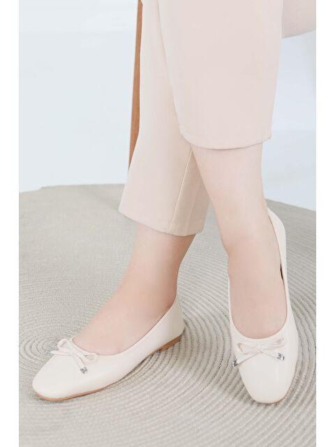 Tofisa Kadın Krem Fiyonklu Babet - 27476 - S000425732-19966