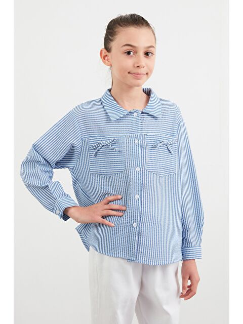 Fullamoda Çizgili Fiyonk Detaylı Kız Çocuk Gömlek - S000406773-17234