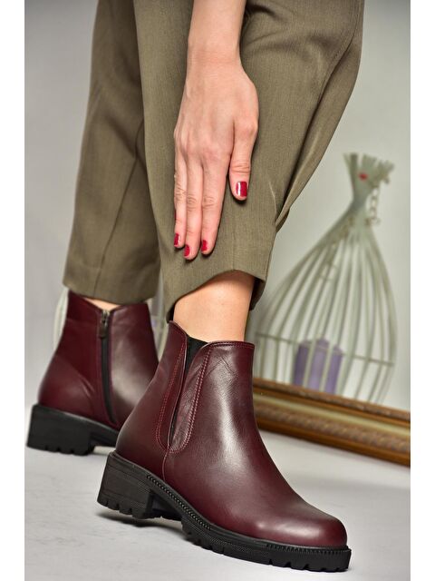 Fox Shoes J654011903 Bordo Hakiki Deri Kadın Bot - S000055421-19951