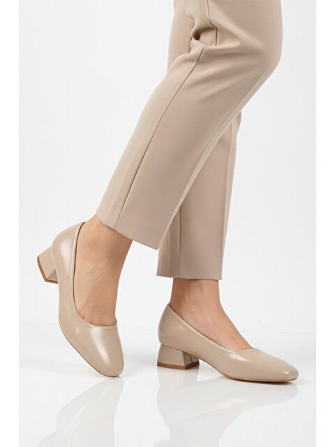 Ayakmod Bej Kadın Kalın Topuklu Ayakkabı 593055 Z - S000514946-19928