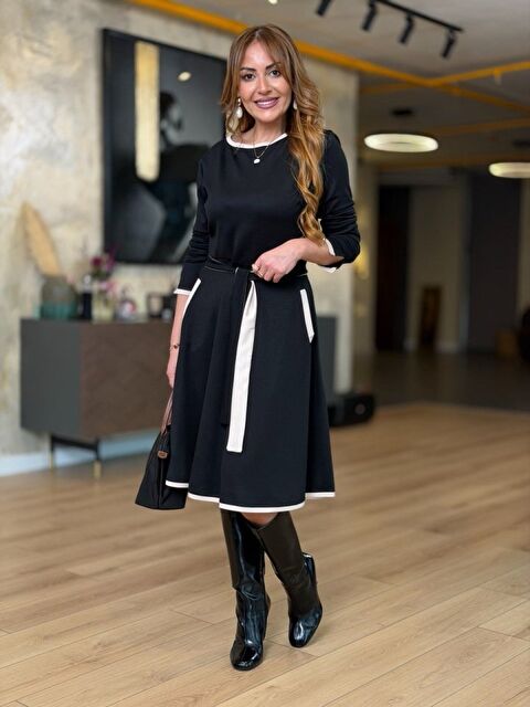 Jane's Kadın Uzun Kollu Kuşak Dahil Midi Boy Lbise - S000529174-19351