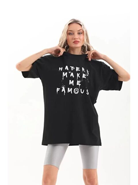 Jane's Unisex Baskılı Oversize T-Shirt - Siyah