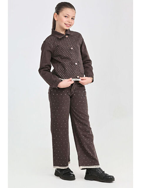 Modanino Kız Çocuk Jean Takım-Taş Süslemeli ve Nakış Detaylı 2-12 Yaş 12507 - S000507327-19413
