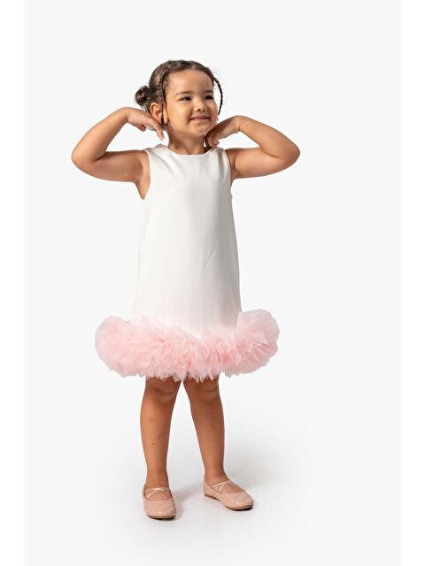 Magu Tül Detaylı Kız Çocuk Elbisesi  Kolsuz - S000378464-19965