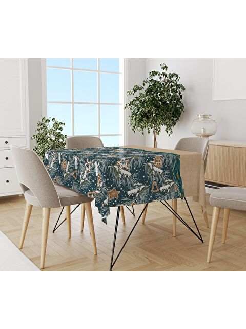 Evmila Yılbaşı Desenli Kadife Doku Masa Örtüsü - S000111321-23173