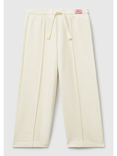 United Colors Of Benetton Kız Çocuk Ekru Dikiş Detaylı Beli Büzgü İpli Bol Paça Eşofman Altı - S000434984-19965