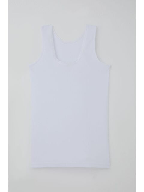 Breeze Kız Çocuk Kalın Askılı Atlet Zikzak Su Taşı Şerit Detaylı Beyaz (15 Yaş)