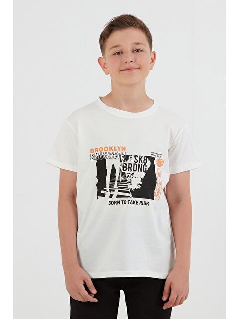 Fullamoda %100 Pamuk Brooklyn Baskılı Erkek Çocuk Tişört - S000395629-19965