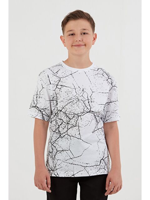 Fullamoda Şimşek Baskılı Bisiklet Yaka Erkek Çocuk Tişört - S000395628-20063