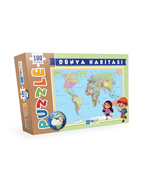 Blue Focus 100 Parça Puzzle - Dünya Haritası Puzzle - S000067288-23173