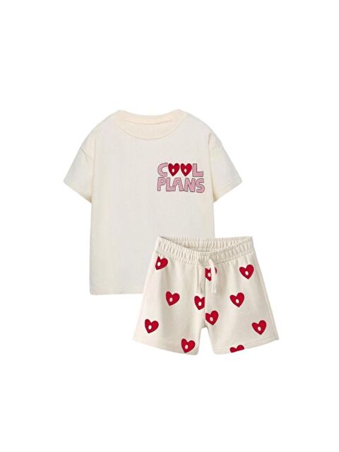 Monila Kalp Baskılı Pamuklu Kız Çocuk Altüst Takım - S000515903-19966