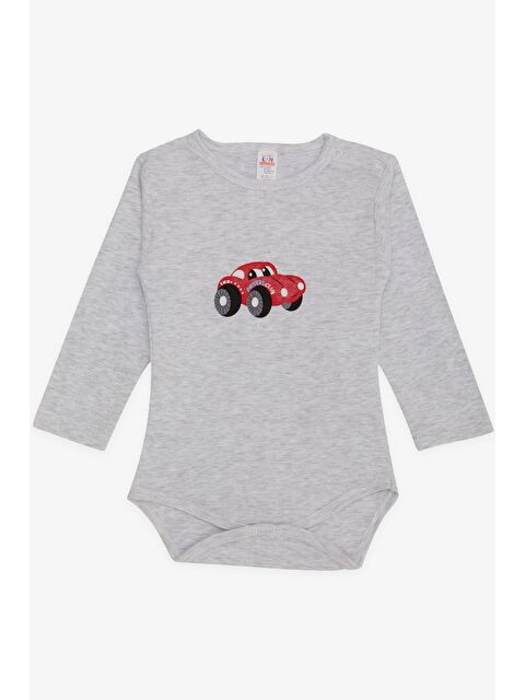 Breeze Erkek Bebek Çıtçıtlı Body Araba Baskılı Açık Gri Melanj (9 Ay-1 Yaş) - S000317132-37204