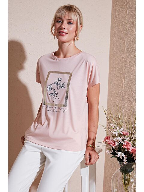 Lela Baskılı Bisiklet Yaka Regular Fit T Shirt 6671006 - S000209647-23490